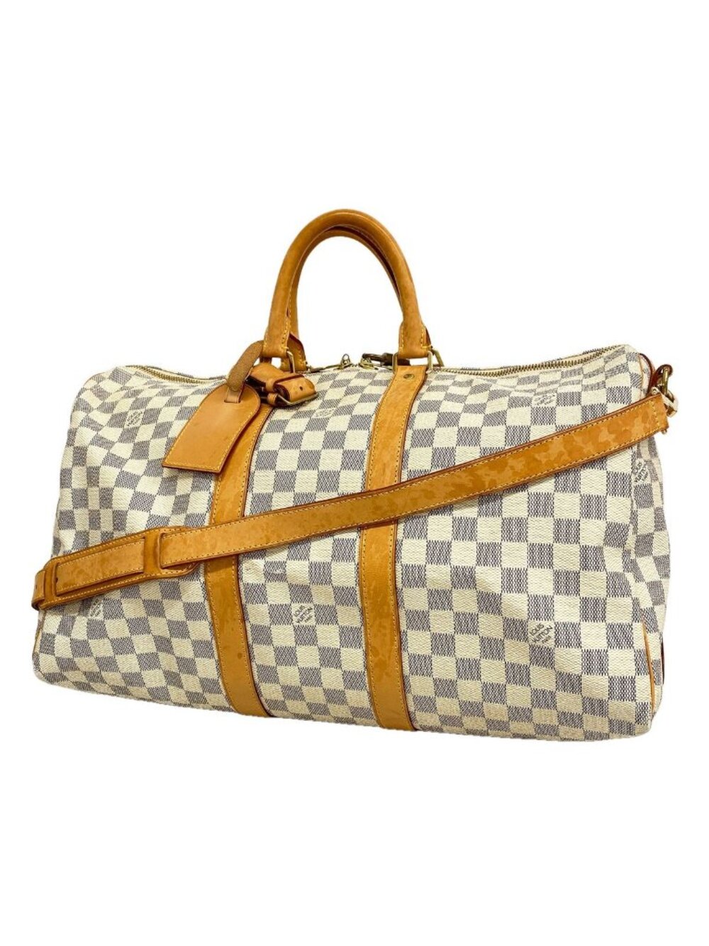 Louis Vuitton Boston Bag Damier Azur Keepall Bandouliere 45 White